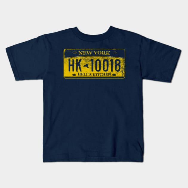 Hell's Kitchen Zip Code 10018 (New York License Plate) Kids T-Shirt by UselessRob